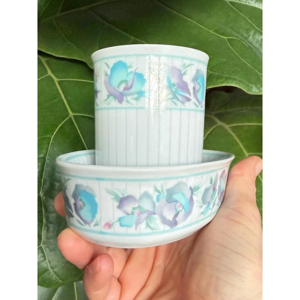 Vintage Sabrina by Andre Richard Co Soap Dish and Cup Set, 80s Decor